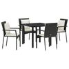 vidaXL Conjunto de Jantar para Jardim com almofada 5 pcs Preto vime PE