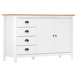vidaXL Aparador Hill 130x40x80 cm madeira de pinho maci&ccedil;a branco