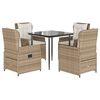 vidaXL 5 pcs conjunto de jantar p/ jardim com almofad&otilde;es vime PE bege