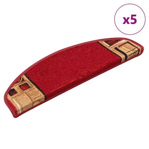 vidaXL Tapetes de escadas adesivos 5 pcs 65x21x4 cm vermelho
