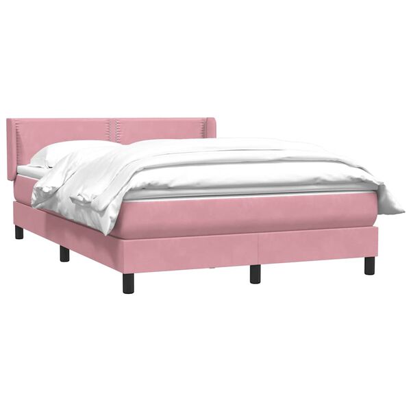 vidaXL Cama com molas/colch&atilde;o 140x220 cm veludo rosa