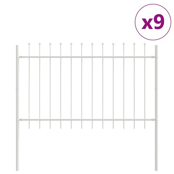 vidaXL Cerca para Jardim 9 pcs Branco 15,3 x 1,2 m
