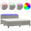 vidaXL Cama box spring c/ colch&atilde;o/LED 160x200 cm veludo cinzento-claro