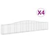 vidaXL Cestos gabi&atilde;o arqueados 4 pcs 400x30x60/80 cm ferro galvanizado