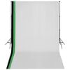 vidaXL Kit est&uacute;dio fotografia 3 fundos algod&atilde;o, moldura ajust&aacute;vel 3x5m
