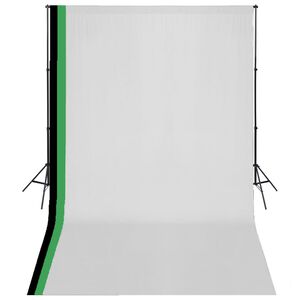 vidaXL Kit est&uacute;dio fotografia 3 fundos algod&atilde;o, moldura ajust&aacute;vel 3x5m