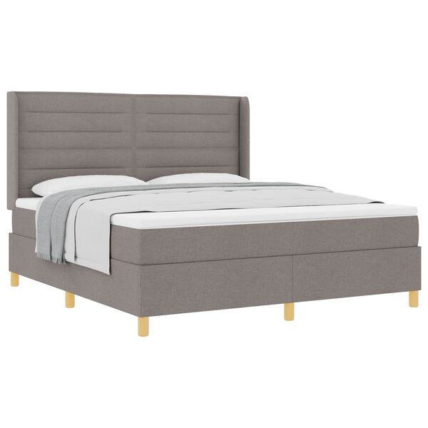 vidaXL Cama Box com colch&atilde;o Cinzento-acastanhado 180 x 200 cm tecido