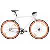 vidaXL Bicicleta de mudan&ccedil;as fixas 700c 55 cm branco e laranja