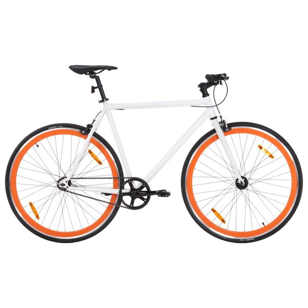 vidaXL Bicicleta de mudan&ccedil;as fixas 700c 55 cm branco e laranja
