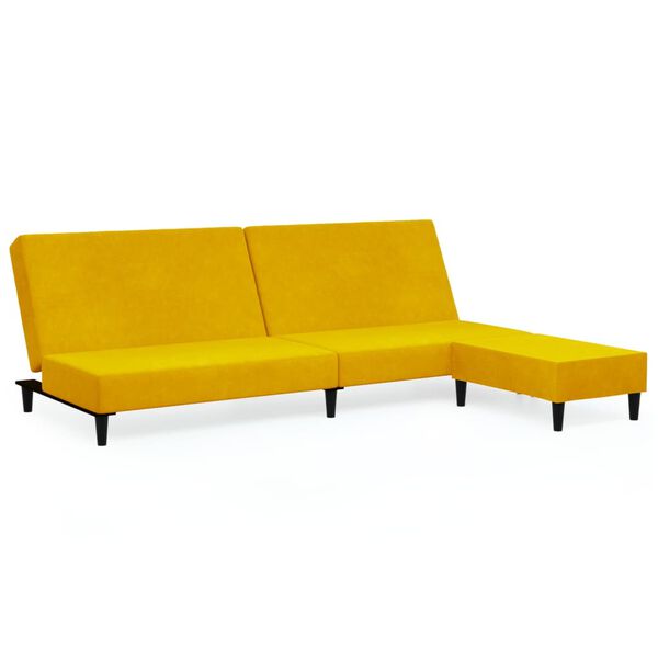 vidaXL Sof&aacute;-cama de 2 lugares com apoio de p&eacute;s veludo amarelo
