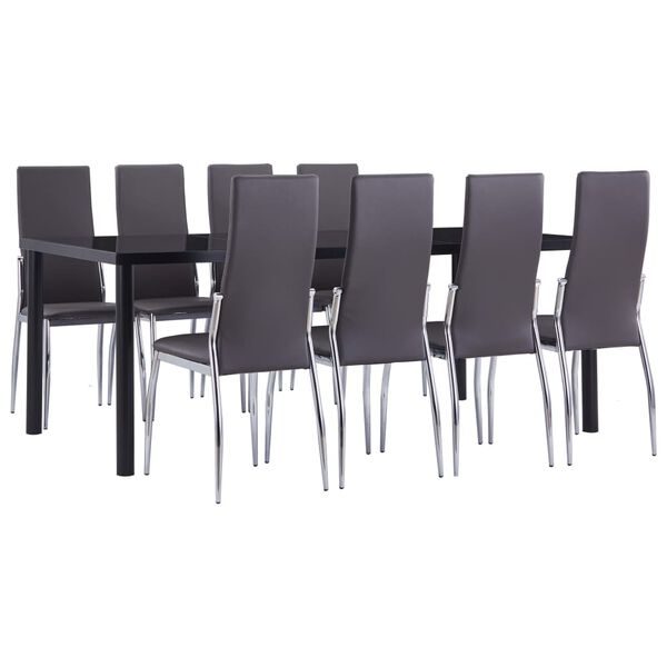 vidaXL 9 pcs conjunto de jantar couro artificial cinzento
