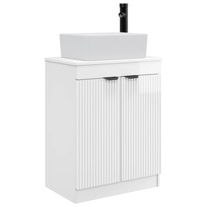 vidaXL Gabinete de banheiro com pia Branco Brilhante 54 x 35 x 83 cm
