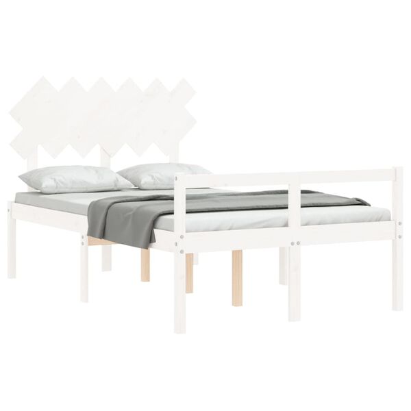 vidaXL Cama para idosos com cabeceira 120x200 cm madeira maci&ccedil;a branco