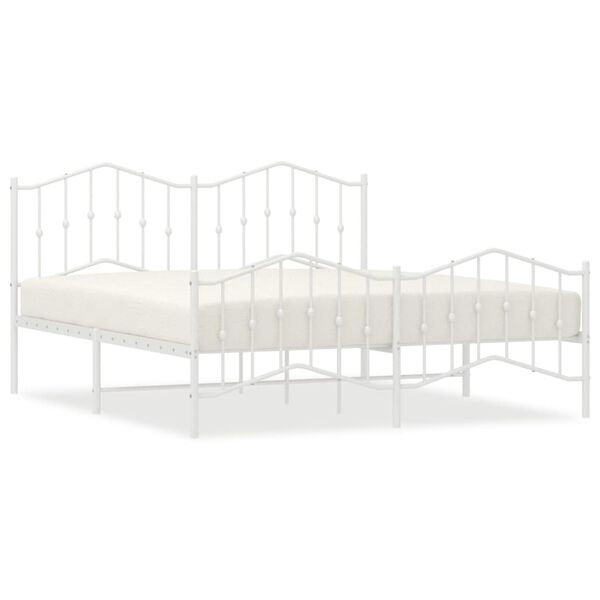 vidaXL Estrutura de cama com cabeceira e p&eacute;s 160x200 cm metal branco