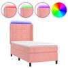 vidaXL Cama box spring c/ colch&atilde;o/LED 90x190 cm veludo rosa