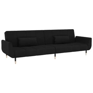vidaXL Sof&aacute;-cama 2 lugares com duas almofadas veludo preto