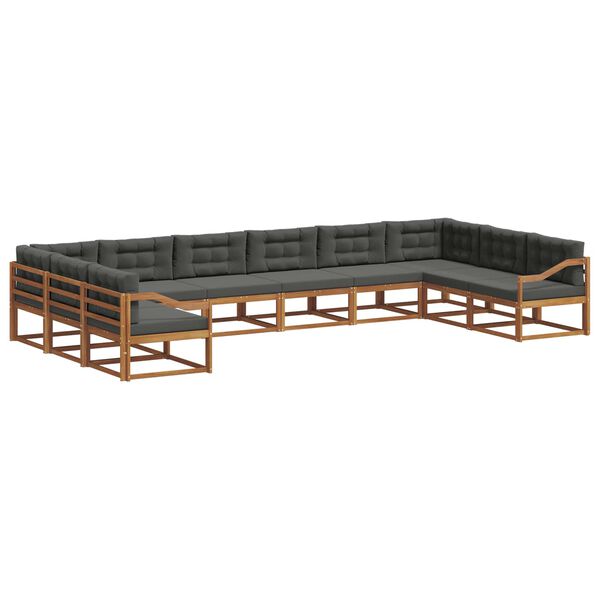 vidaXL Conjunto de Sof&aacute;s para Exterior 10 pcs Natural e Antracite