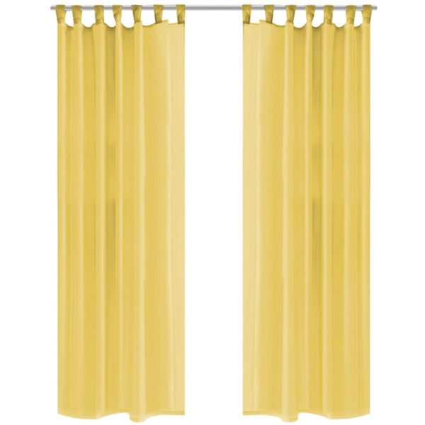vidaXL Cortinas em voile 2 pcs 140x175 cm amarelo