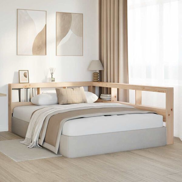 vidaXL Estante cabeceira forma de L 135 cm madeira de pinho maci&ccedil;a