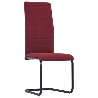 vidaXL Cadeiras de jantar cantilever 4 pcs tecido vermelho tinto