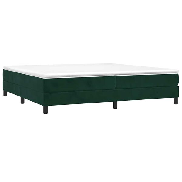 vidaXL Cama com molas/colch&atilde;o 200x200 cm veludo verde-escuro