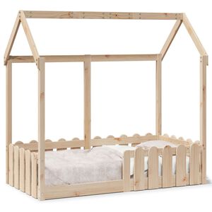 vidaXL Cama infantil formato casa 70x140 cm madeira de pinho maci&ccedil;a
