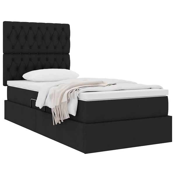 vidaXL Cama com arruma&ccedil;&atilde;o e colch&atilde;o Preto 100 x 200 cm Poli&eacute;ster