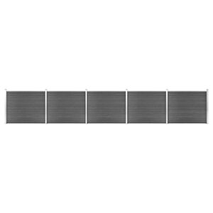 vidaXL Conjunto painel de cerca 872x146 cm WPC preto