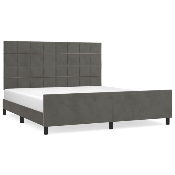 vidaXL Estrutura de cama c/ cabeceira 180x200cm veludo cinzento-escuro