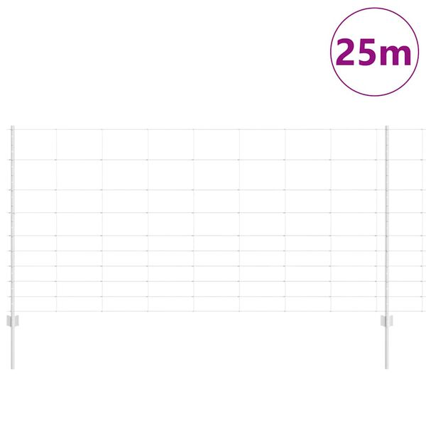 vidaXL Cerca com Poste Prateado 1,2 x 25 m A&ccedil;o