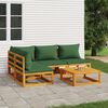 vidaXL 5 pcs conj. lounge jardim madeira c/almofad&otilde;es verdes