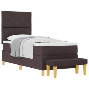 vidaXL Cama Box com cabeceira Castanho escuro 200 x 80 cm tecido