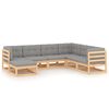 vidaXL 7 pcs conjunto lounge de jardim c/ almofad&otilde;es pinho maci&ccedil;o