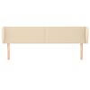 vidaXL Cabeceira de cama c/ abas tecido 163x23x78/88 cm creme