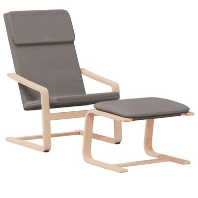 vidaXL Cadeira de descanso com banco p/ pés tecido cinza-acastanhado