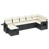 vidaXL 7 pcs conjunto de sof&aacute;s p/ jardim c/ almofad&otilde;es vime PE preto