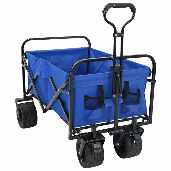 vidaXL Carrinho de M&atilde;o Dobr&aacute;vel Manual Azul 89 x 63 x 96 cm