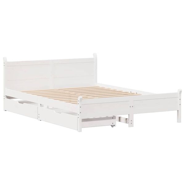 vidaXL Cama sem colch&atilde;o 150x200 cm madeira de pinho maci&ccedil;a branco