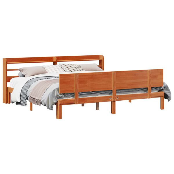vidaXL Estrutura da Cama 2 pcs Marrom Cera Madeira de Pinho S&oacute;lido