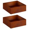 vidaXL Vaso de Jardim 2 unid. Ferro Enferrujado 40 x 40 x 20 cm