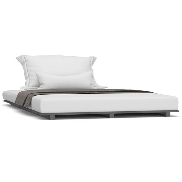 vidaXL Estrutura de cama 120x190 cm pinho maci&ccedil;o cinza