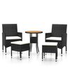vidaXL 5 pcs conjunto lounge de jardim vime PE preto