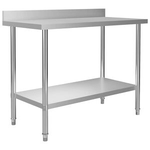 vidaXL Mesa cozinha rebordo antissalpicos 120x60x93 cm a&ccedil;o inoxid&aacute;vel