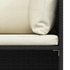 vidaXL Sofá de jardim 4 lugares com almofadões vime PE preto