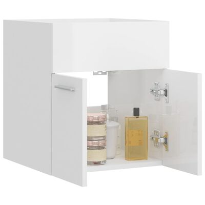 vidaXL Armário lavatório 41x38,5x46cm contraplacado branco brilhante