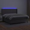 vidaXL Cama box spring c/ colch&atilde;o/LED 160x200cm couro artificial cinza