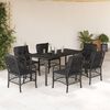 vidaXL 7 pcs conjunto de jantar p/ jardim c/ almofad&otilde;es vime PE preto