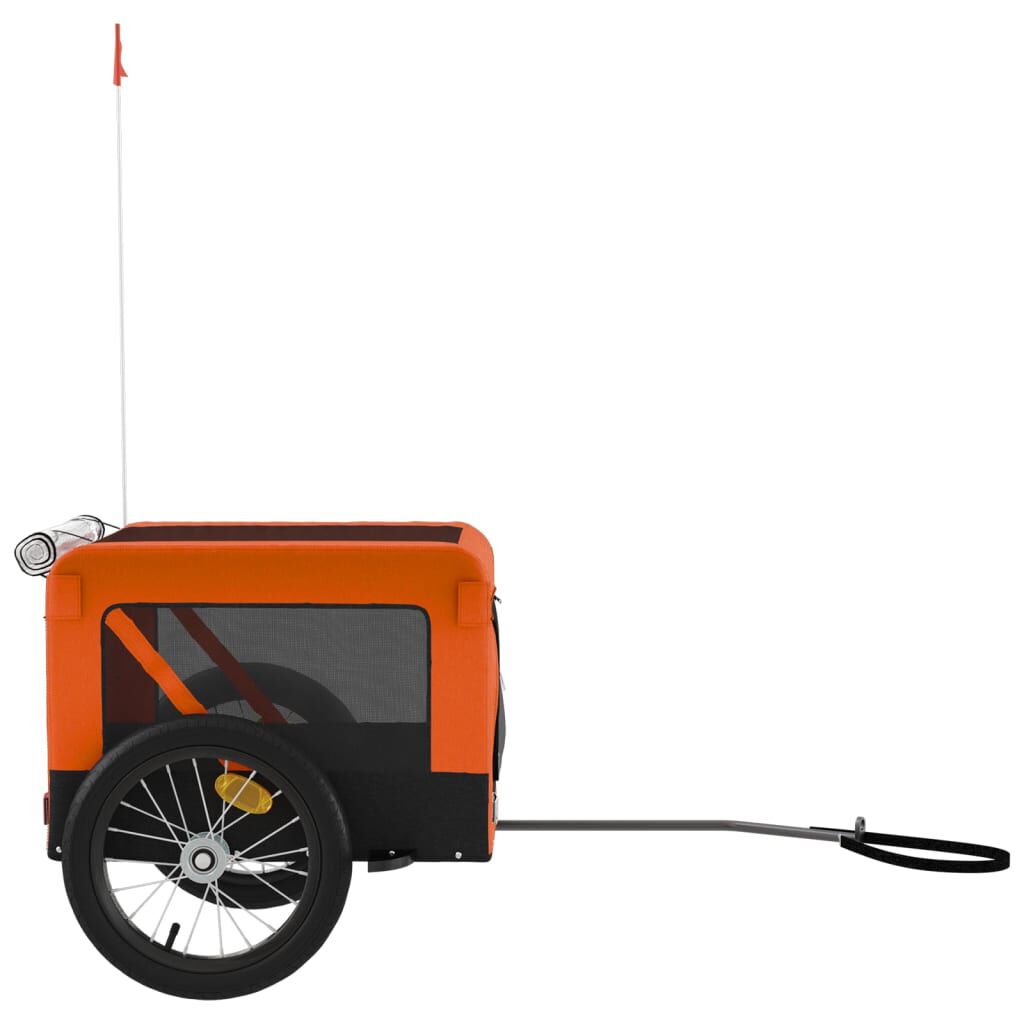 vidaXL Reboque bicicleta p/ animais tecido oxford/ferro laranja/preto