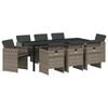vidaXL Conjunto de Jantar para Jardim 9 unid. Cinzeto vime PE
