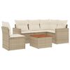 vidaXL 6 pcs conjunto de sof&aacute;s p/ jardim com almofad&otilde;es vime PE bege